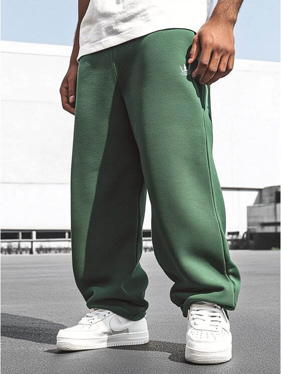 Jigga Wear Jigga Wear Spodnie dresowe Szerokie luźne sznurki korona 130169 Zielony Baggy Fit