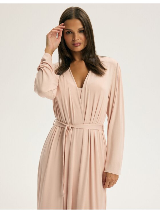 Esotiq Esotiq Szlafrok 44094 Beżowy Regular Fit
