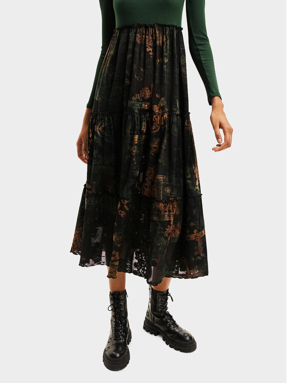 Desigual Desigual Φόρεμα καθημερινό 23WWVK89 Πράσινο Regular Fit