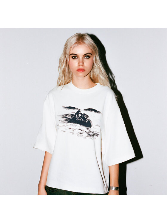 2005 2005 T-Shirt Wasteland Biały Oversize