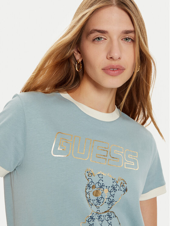 Guess Guess T-Shirt V4BI02 K8FQ4 Błękitny Regular Fit