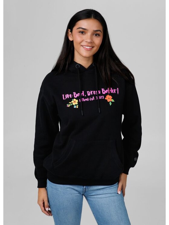 PITBULL PITBULL Bluza Bluza damska z kapturem Happy-Pit M Czarny Regular Fit