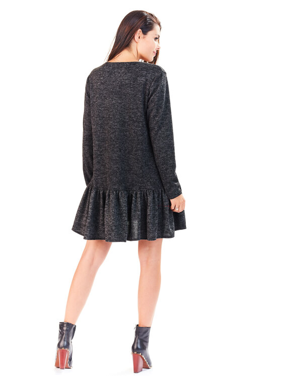 Awama Awama Sukienka codzienna L056 Szary Basic Fit