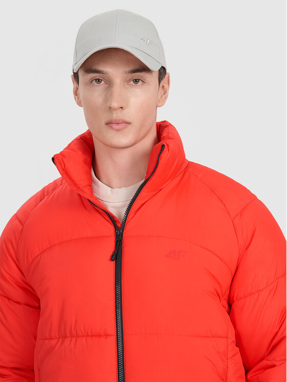 4F 4F Kurtka puchowa MIDSHOP TEXTILE Czerwony Regular Fit