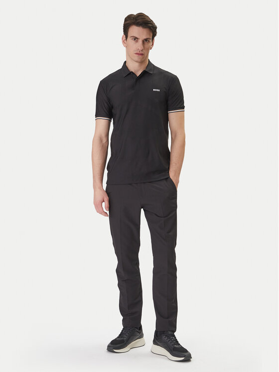 BOSS BOSS Тениска с яка и копчета Chip Hexa 50554561 Черен Regular Fit