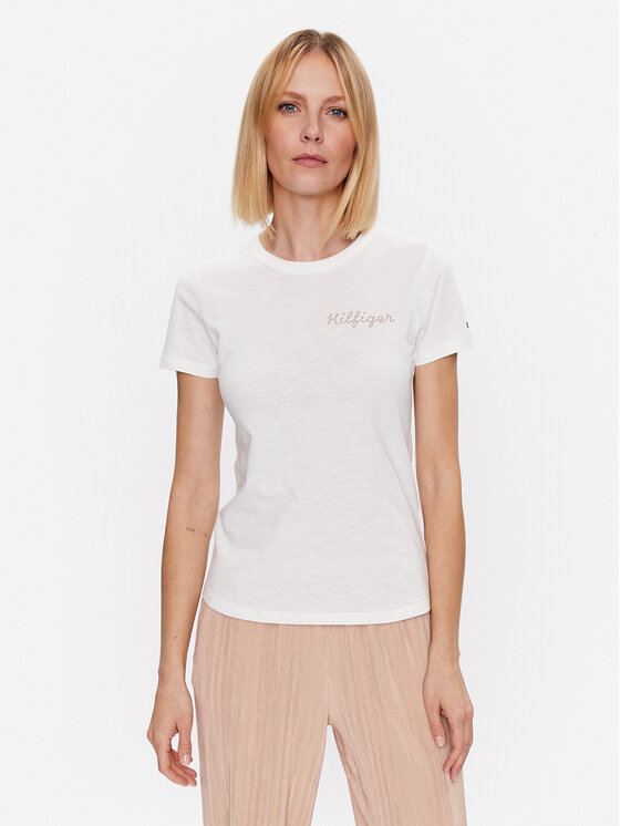 Női Póló Tommy Hilfiger, Méret: M, Ekru, Gold WW0WW37860