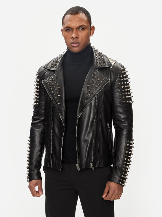 Serge Pariente Serge Pariente Geacă de piele Studer Negru Slim Fit