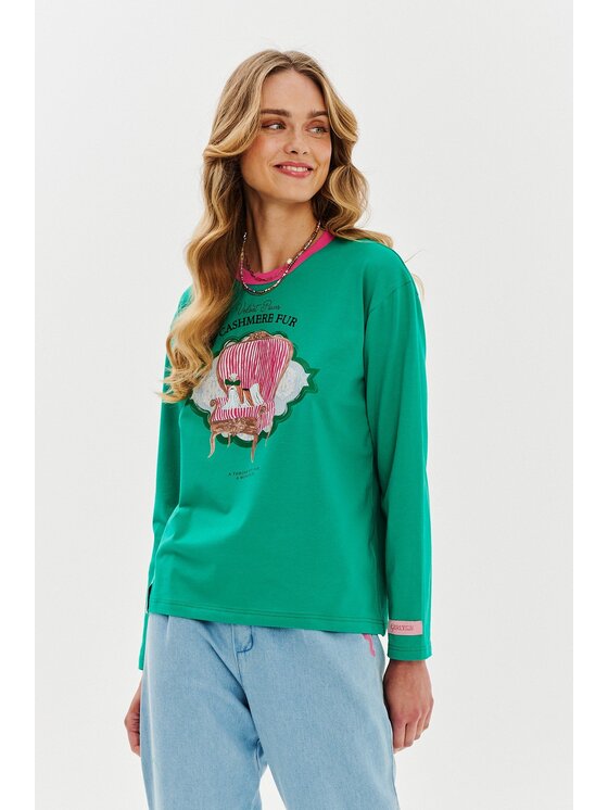 NAOKO NAOKO S dlhými rukávmi Furry Monarch Zelená Regular Fit