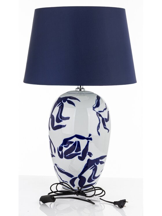 MIAhome MIAhome Lampka nocna Lampa stołowa ceramiczna z kloszem DIVA Niebieski
