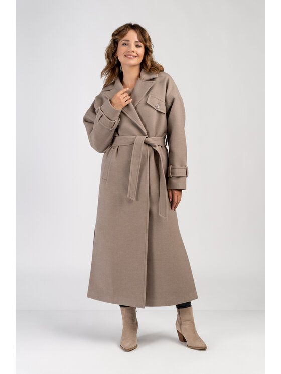 Salme Salme Vlněný kabát Salma Hnědá Oversize