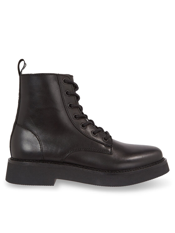Botine Tommy Jeans Tjw Lace Up Flat Boot EN0EN02310 Negru