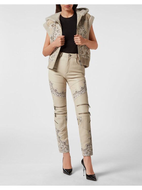 PHILIPP PLEIN PHILIPP PLEIN Bezrękawnik 6787 Beżowy Short Fit