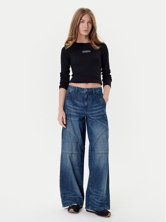 Guess Jeans Guess Jeans Μπλουζάκι W5YP38 KA0H1 Μαύρο Slim Fit