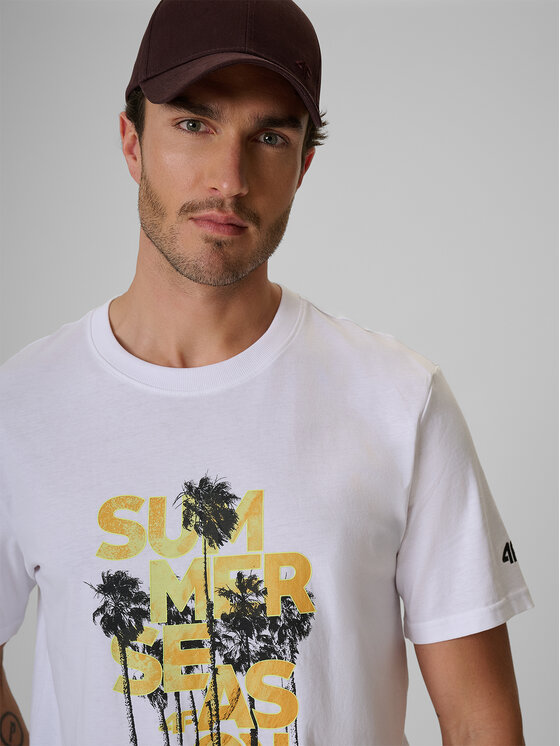 4F 4F T-Shirt BEACHWEAR Biały Regular Fit