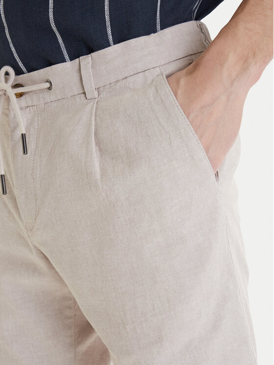 Bugatti Bugatti Pantaloncini di tessuto 1949-76419C Écru Regular Fit