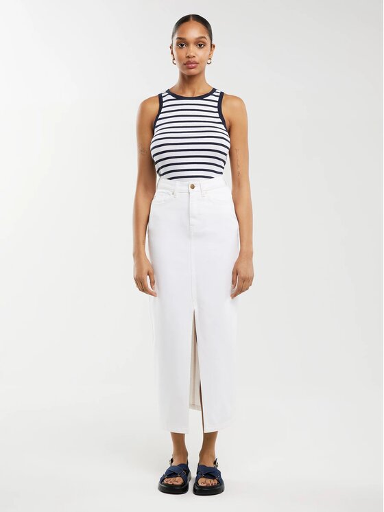 BIG STAR BIG STAR Spódnica jeansowa TORI_100_120 Biały Classic Fit