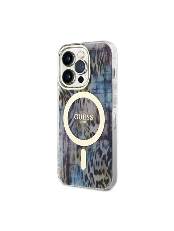 Guess Guess Etui na telefon Leopard MagSafe Niebieski