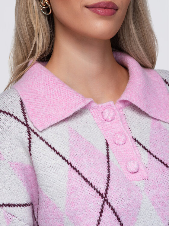 Ombre Ombre Svetr OW-SW-E0030 Růžová Relaxed Fit