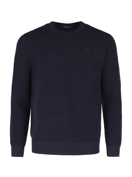 Volcano Volcano Sweter S-LOGAN Granatowy Regular Fit