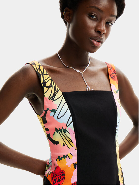 Desigual Desigual Лятна рокля MONSIEUR CHRISTIAN LACROIX Marbella 24SWVW75 Черен Slim Fit