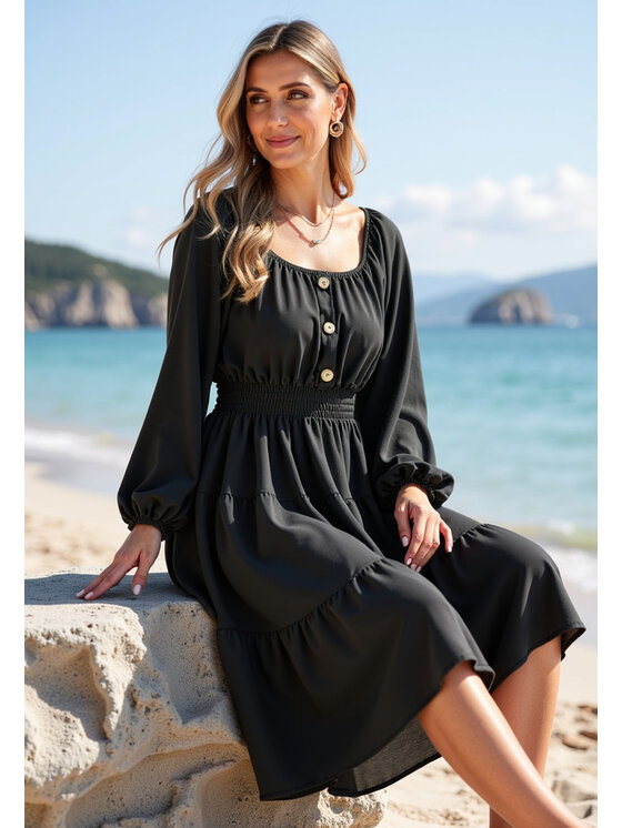 FIGL FIGL Vestito da giorno M1169 Nero A-Line Fit