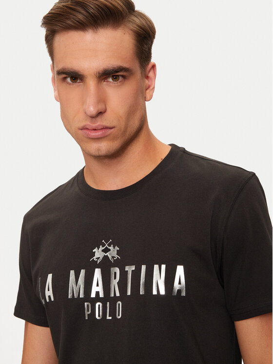 La Martina La Martina Marškinėliai ZMR322 JS206 Juoda Regular Fit