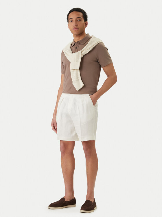 BOSS BOSS Šortky z materiálu H-Perin 50561858 Bílá Tapered Fit