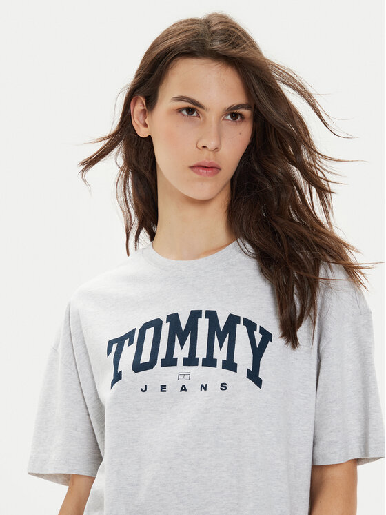 Tommy Jeans Tommy Jeans T-krekls Varsity DW0DW18403 Pelēks Oversize
