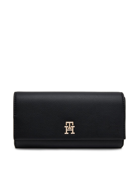 Tommy Hilfiger Tommy Hilfiger Veľká dámska peňaženka Th Legacy Flap Lrg Wallet AW0AW17267 Čierna