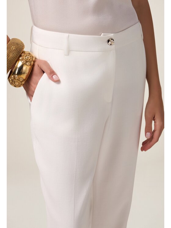 Oltre Oltre Pantaloni di tessuto P027R308632N011 Bianco Regular Fit
