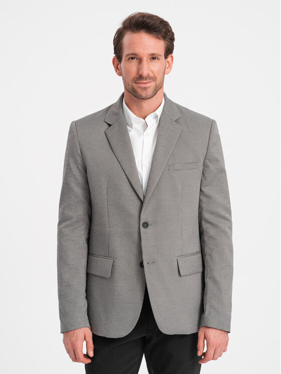 Ombre Ombre Marynarka OM-BLZB-0116 Szary Regular Fit