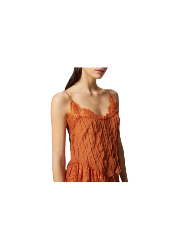 PINKO PINKO Top TOP TIC TAC GEORGETTE Brązowy Slim Fit