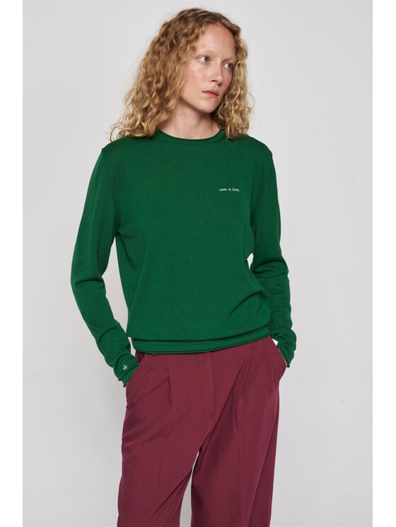 B SIDES B SIDES Bluzka MERINO Zielony Relaxed Fit