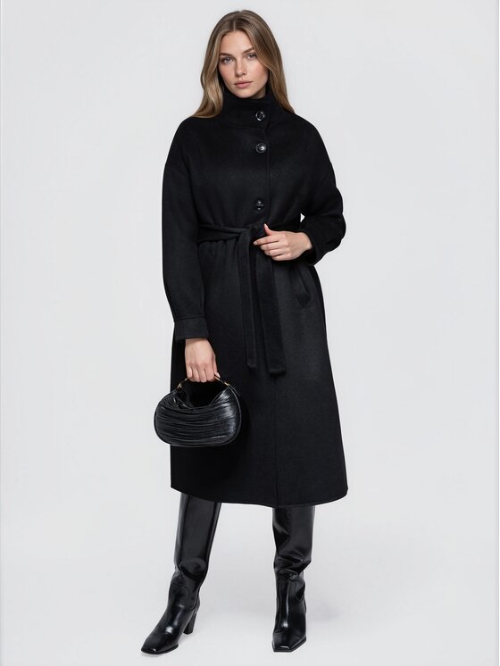 Ombre Ombre Płaszcz przejściowy OW-CT-E0032 Czarny Relaxed Fit
