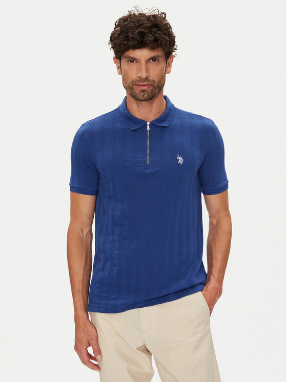 U.S. Polo Assn. U.S. Polo Assn. Тениска с яка и копчета MUP3992 Син Regular Fit