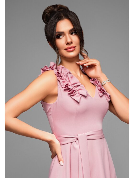 Ombre Ombre Sukienka wieczorowa LA-OM-DLR021 Różowy Regular Fit