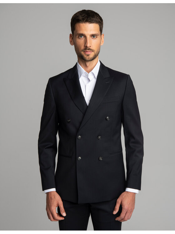 Borgio Borgio Marynarka marradi_II Granatowy Slim Fit