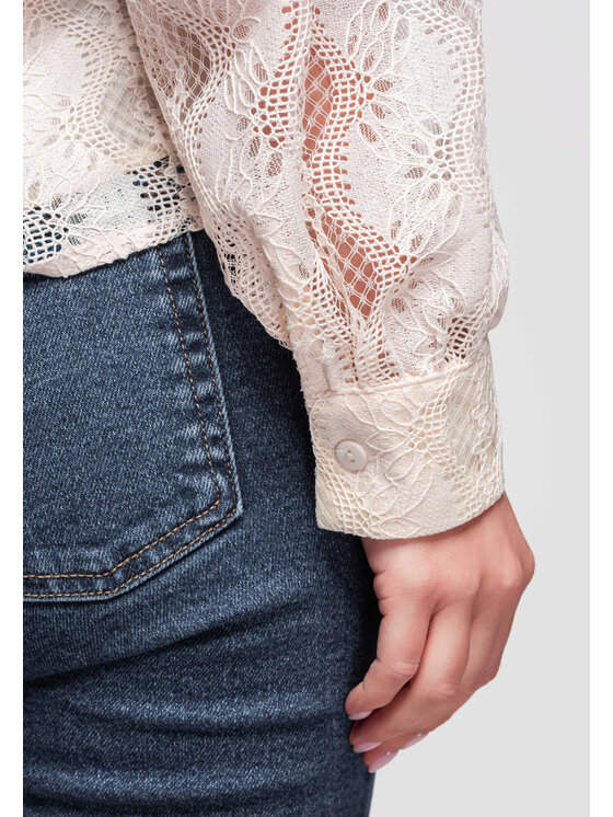 Ombre Ombre Bluzka OW-TS-E0027 Beżowy Loose Fit