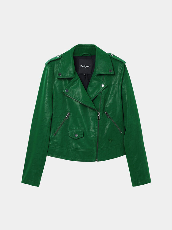 Desigual Desigual Jacke aus Kunstleder Harry 24SWEW05 Grün Regular Fit