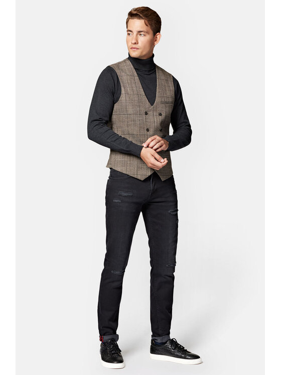 Lancerto Lancerto Kamizelka Cropton KA131223000015 Brązowy Slim Fit