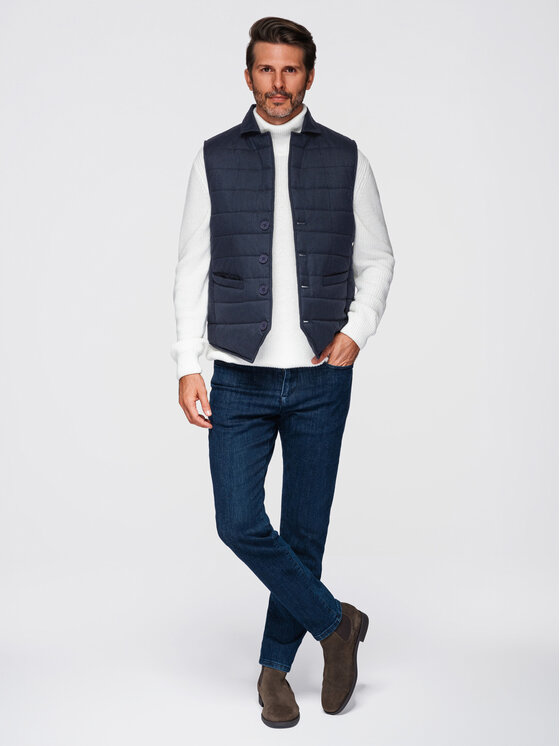 Ombre Ombre Kamizelka OM-JAVJ-0275 Granatowy Regular Fit