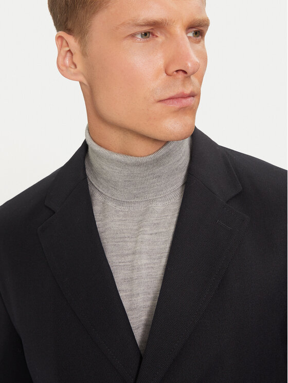 BOSS Boss Płaszcz wełniany H-Hyde 50502255 Granatowy Slim Fit