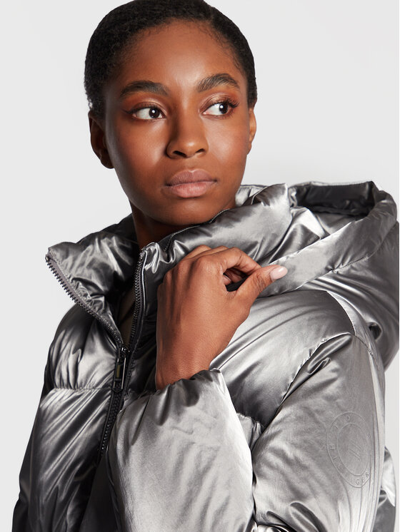 Tommy Hilfiger Tommy Hilfiger Пухено яке Metallic WW0WW35935 Сребрист Loose Fit