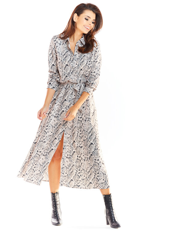 Awama Awama Vestito chemisier A324 Grigio Basic Fit