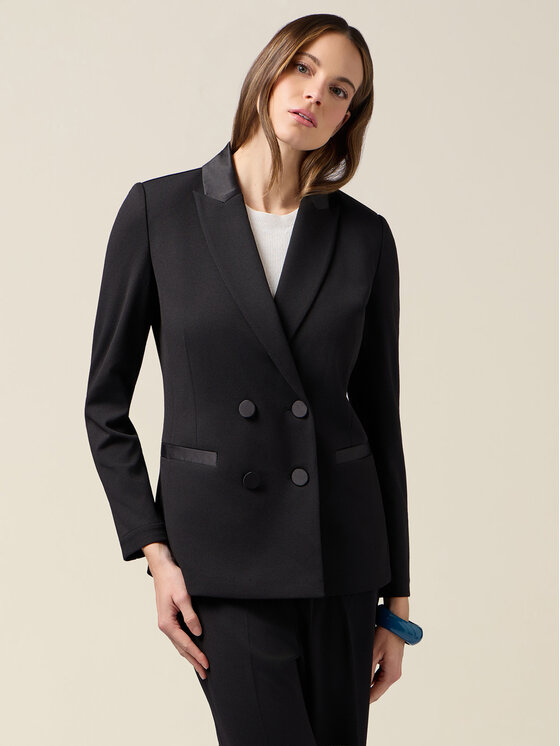 Oltre Oltre Marynarka Q782R104615N033 Czarny Slim Fit