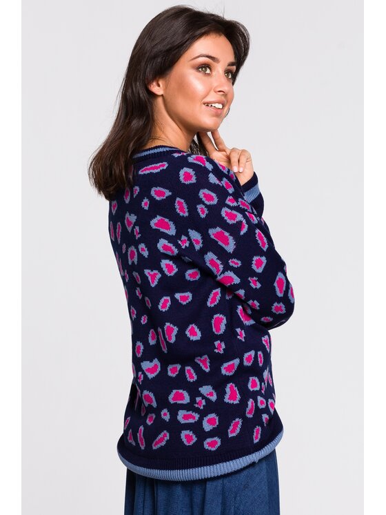 BeWear BeWear Sweter bk029 Model 1 Fioletowy Baggy Fit