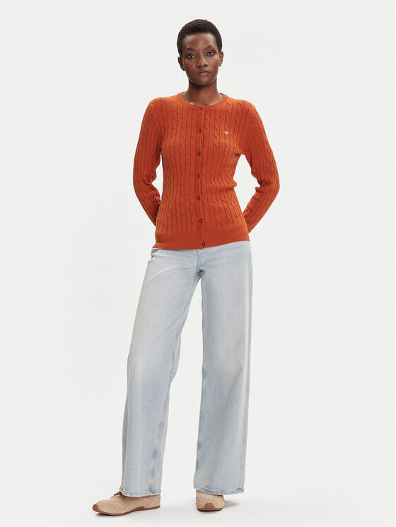 Gant Gant Pletena jopica 4800103 Rjava Slim Fit
