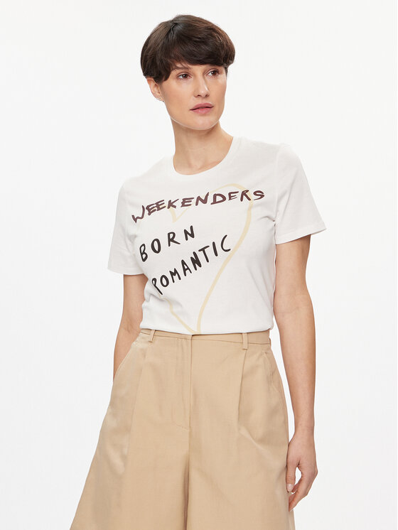 Weekend Max Mara Weekend Max Mara T-Shirt Nervi 2415971051 Bílá Regular Fit