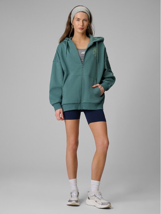 4F 4F Bluza CAMP Turkusowy Loose Fit