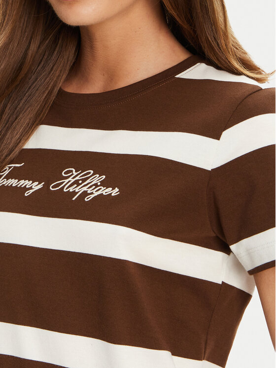 Tommy Hilfiger Tommy Hilfiger Póló Script WW0WW45746 Barna Regular Fit